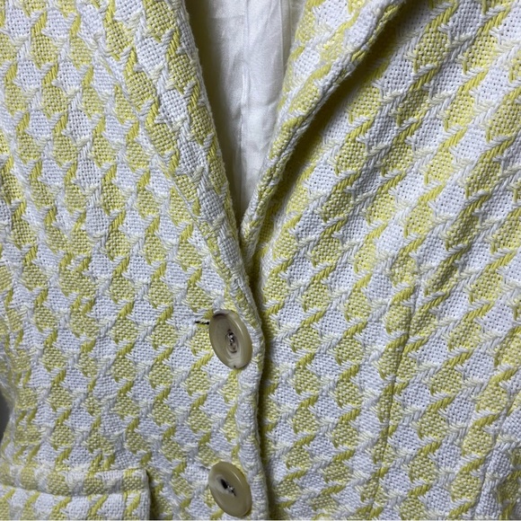 Banana Republic yellow white houndstooth coat xs - Picture 6 of 8